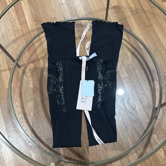 oh polly stevie embellished mid-rise flared trousers in black - Picture 6 of 7